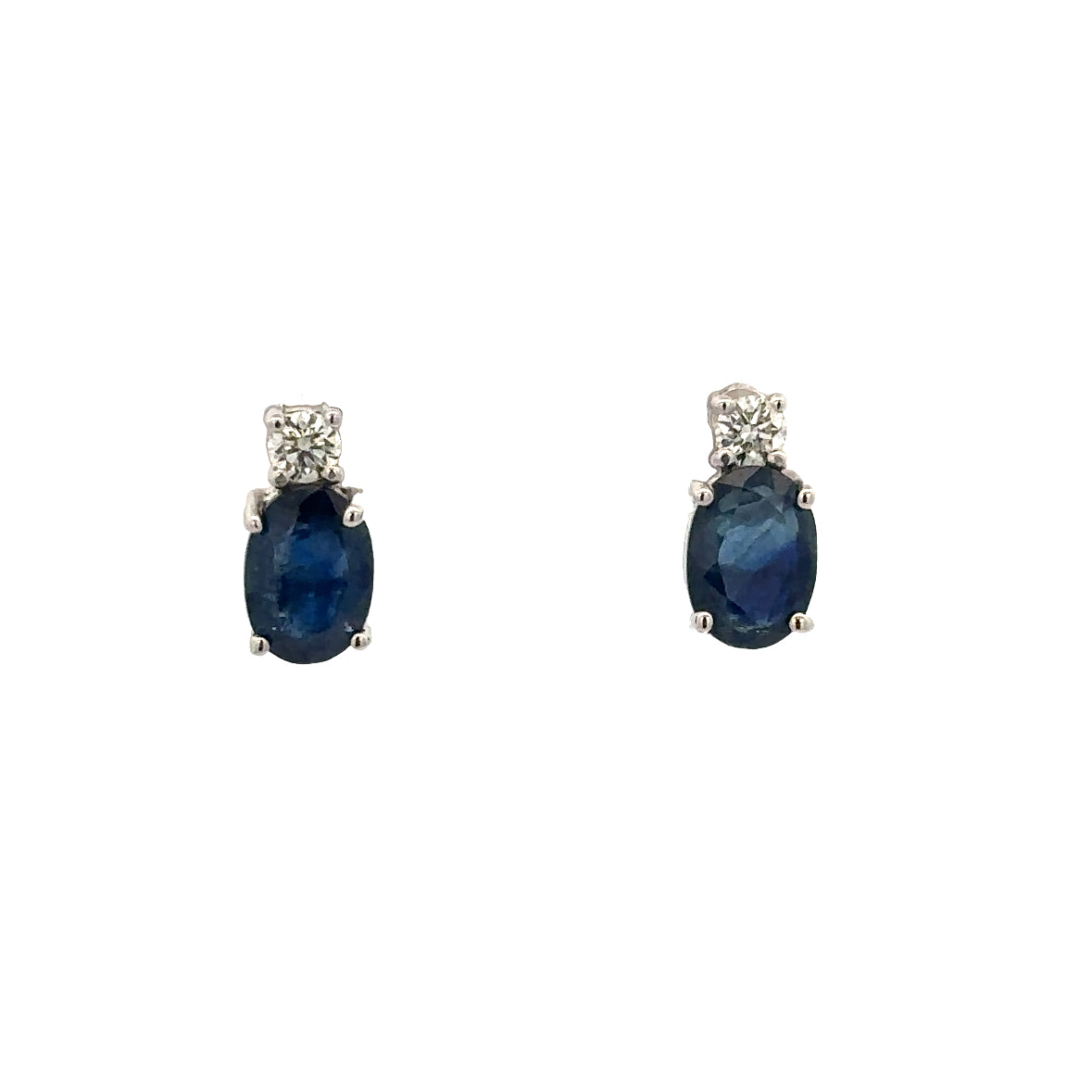 Sapphire and Diamond Stud Earrings in White Gold