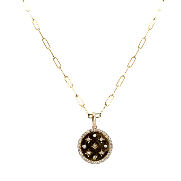 Circular Celestial Diamond Pendant in Yellow Gold