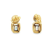 Aquamarine, Pink Tourmaline, and Diamond Earrings in Yellow Gold