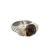 David Yurman Smoky Quartz and Diamond Ring in Silver and 14k Gold