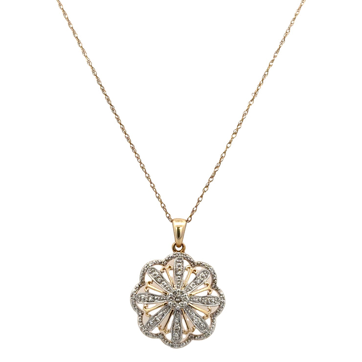 Floral Diamond Pendant in Yellow Gold