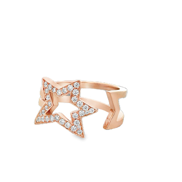 Illa Open Comet Diamond Bypass Ring in 18k Rose Gold