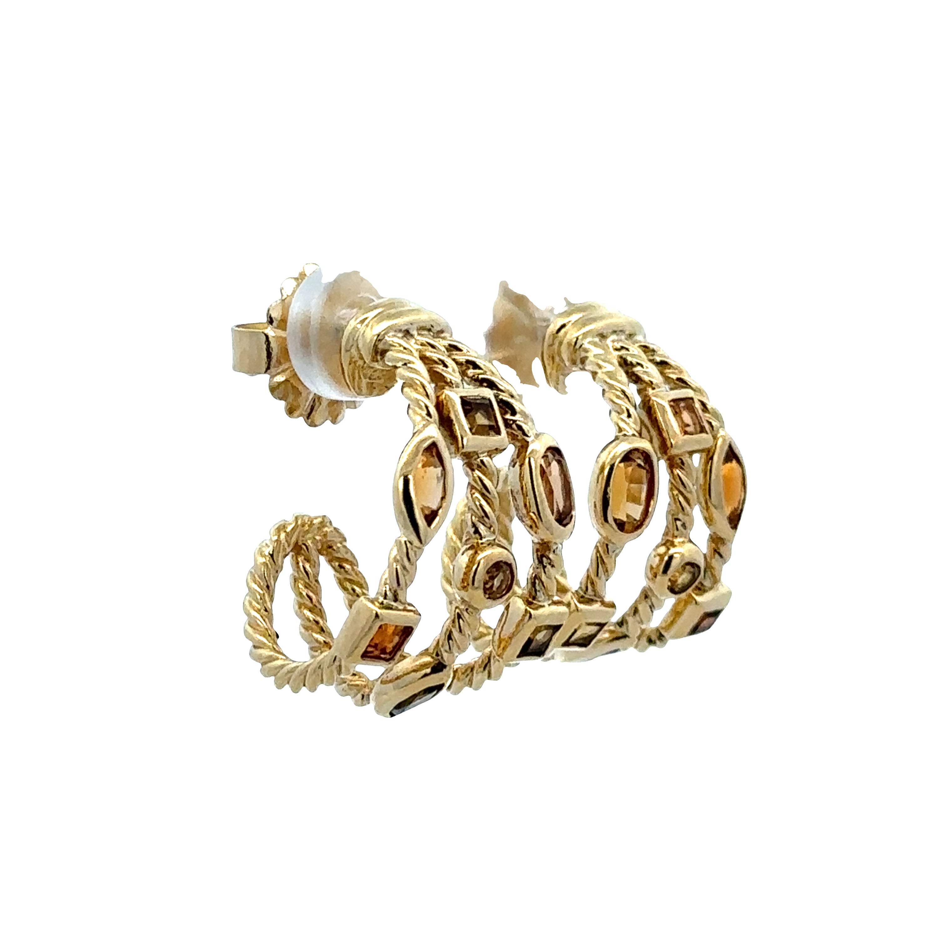 18k Yellow Gold David Yurman Multi Gemstone Huggie Earrings – 2.20 CTW