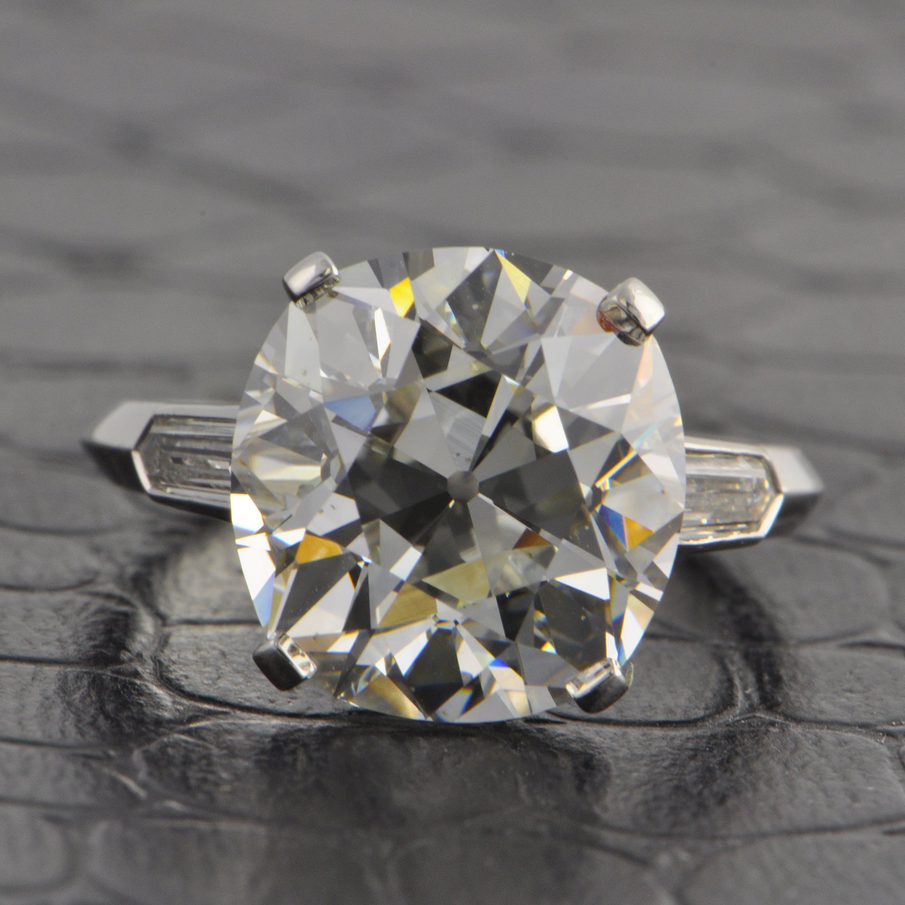 Stunning Vintage 8.31 ct. J-VS1 Antique Cushion Cut Diamond Engagement Ring in Platinum