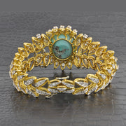 Magnificent Vintage Turquoise and Diamond Bracelet in18k Yellow Gold