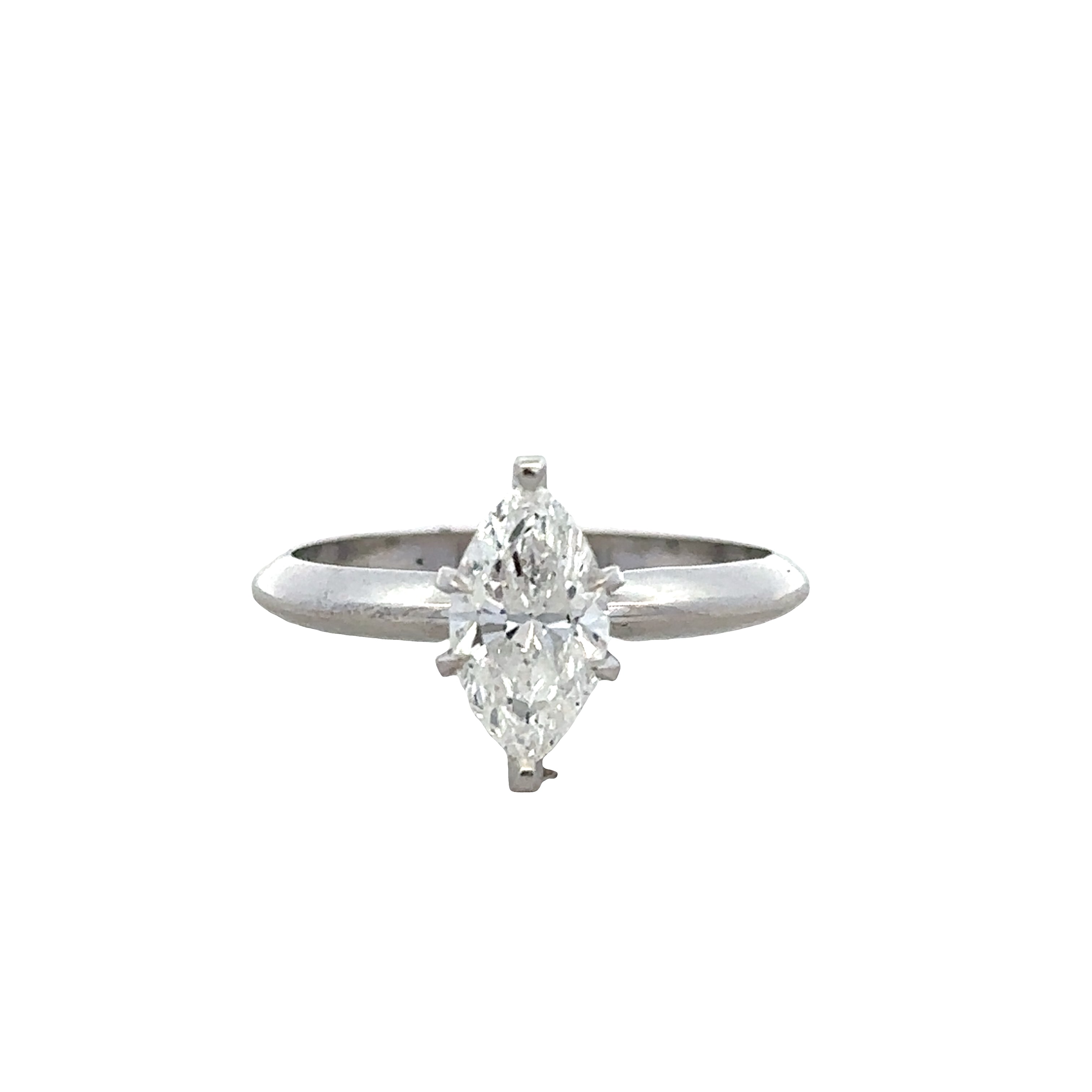 14k White Gold Marquise Diamond Engagement Ring – Size 6.25