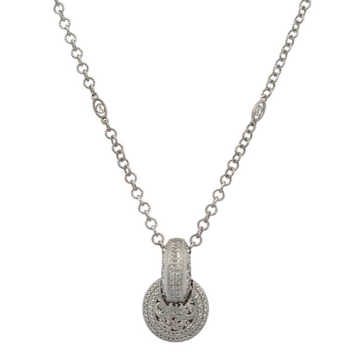 Swiss Designer Diamond Pendant in 18k White Gold