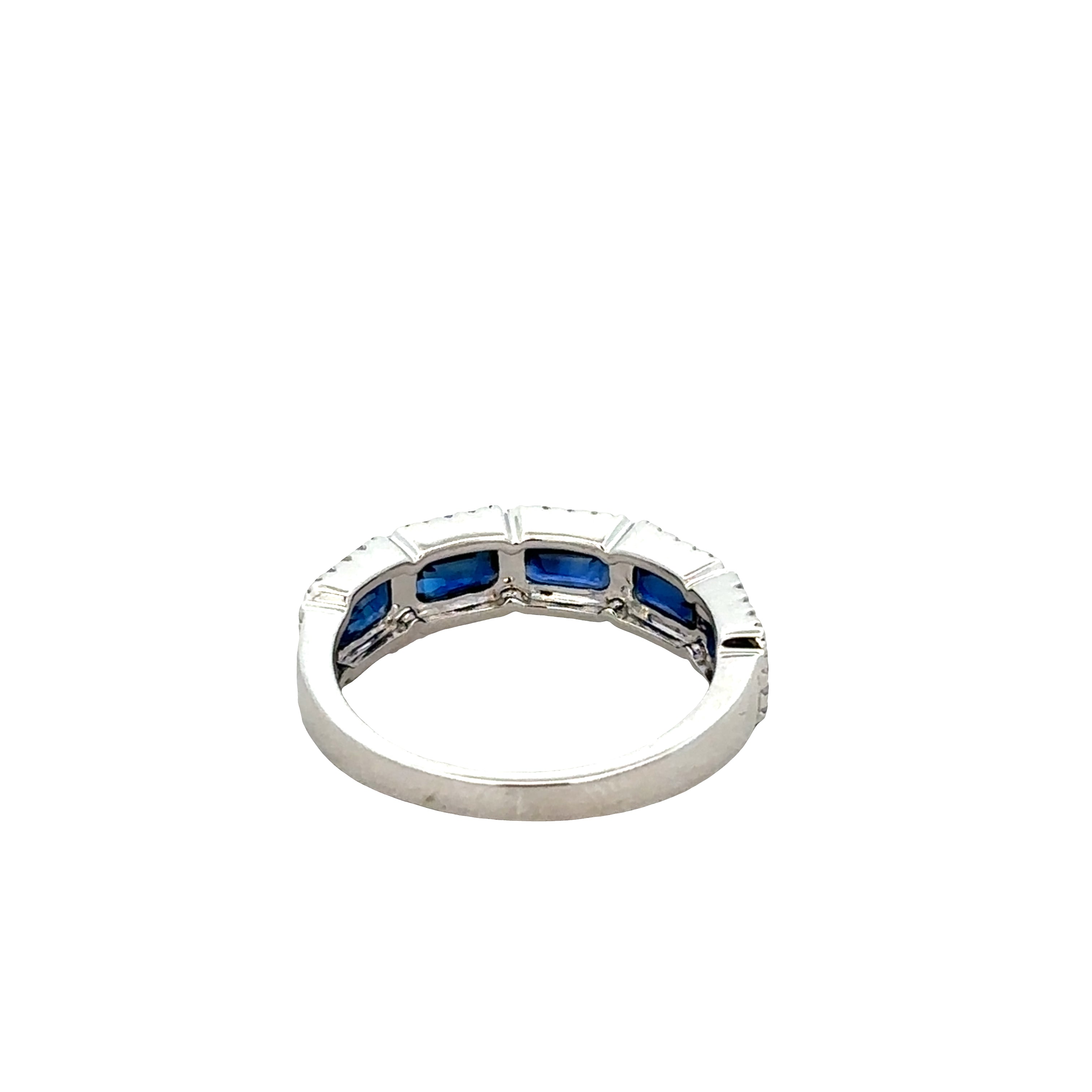 14k White Gold Sapphire & Diamond Band – Size 7