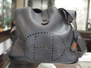 Hermes Black Clemence Leather Evelyne TGM III Crossbody Bag