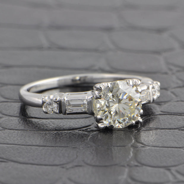 Vintage 1950s 1.20 ct. Round Brilliant Cut Diamond Engagement Ring in Platinum