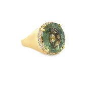 6.60 ct. Green Tourmaline and Diamond Ring in Yellow Gold