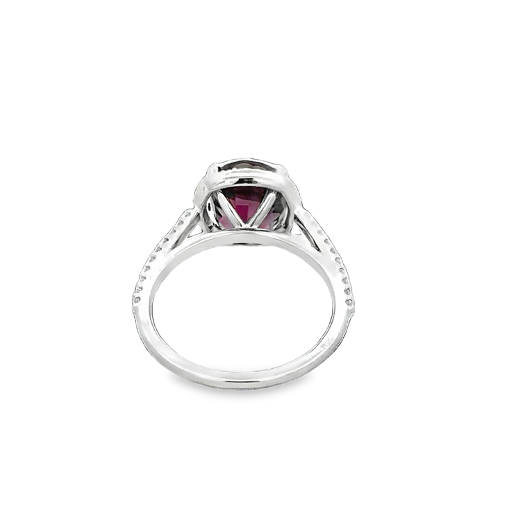 Red Spinel and Diamond Ring in White Gold