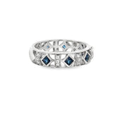 Openwork Sapphire and Diamond Band in White Gold