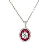Ruby and Diamond Pendant in White Gold