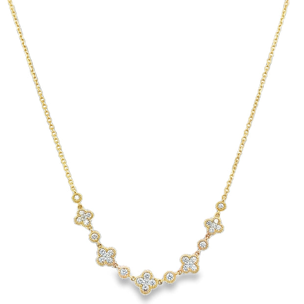 Diamond Quatrefoil Necklace in Yellow Gold