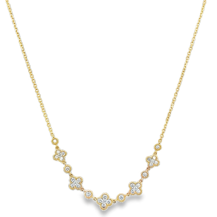 Diamond Quatrefoil Necklace in Yellow Gold