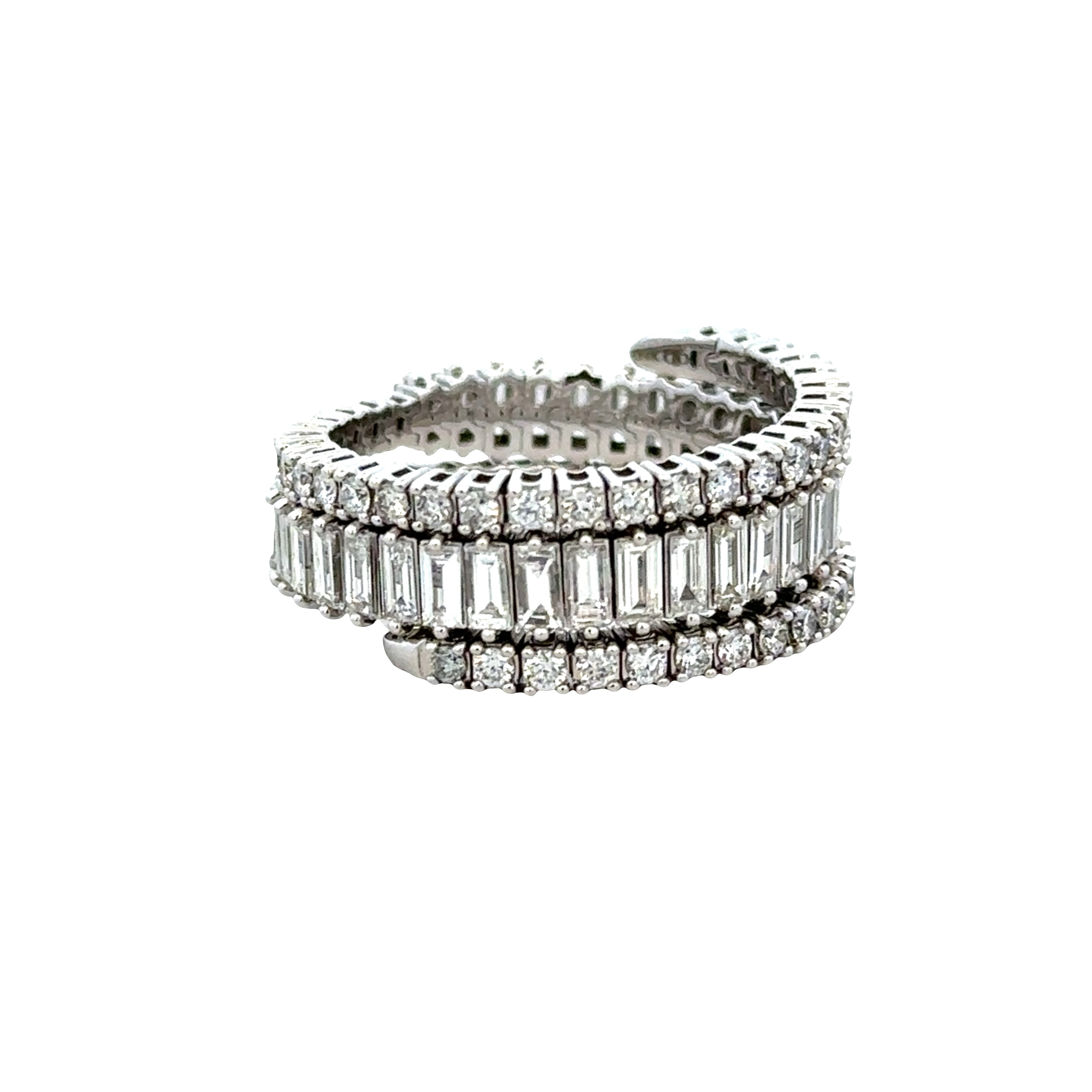 Flexible 14k White Gold Diamond Wrap Ring – Size 7