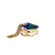 Enameled Ruby Snake Ring in 18k Yellow Gold