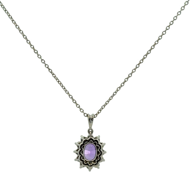 No Heat Purple Sapphire and Diamond Pendant in Platinum