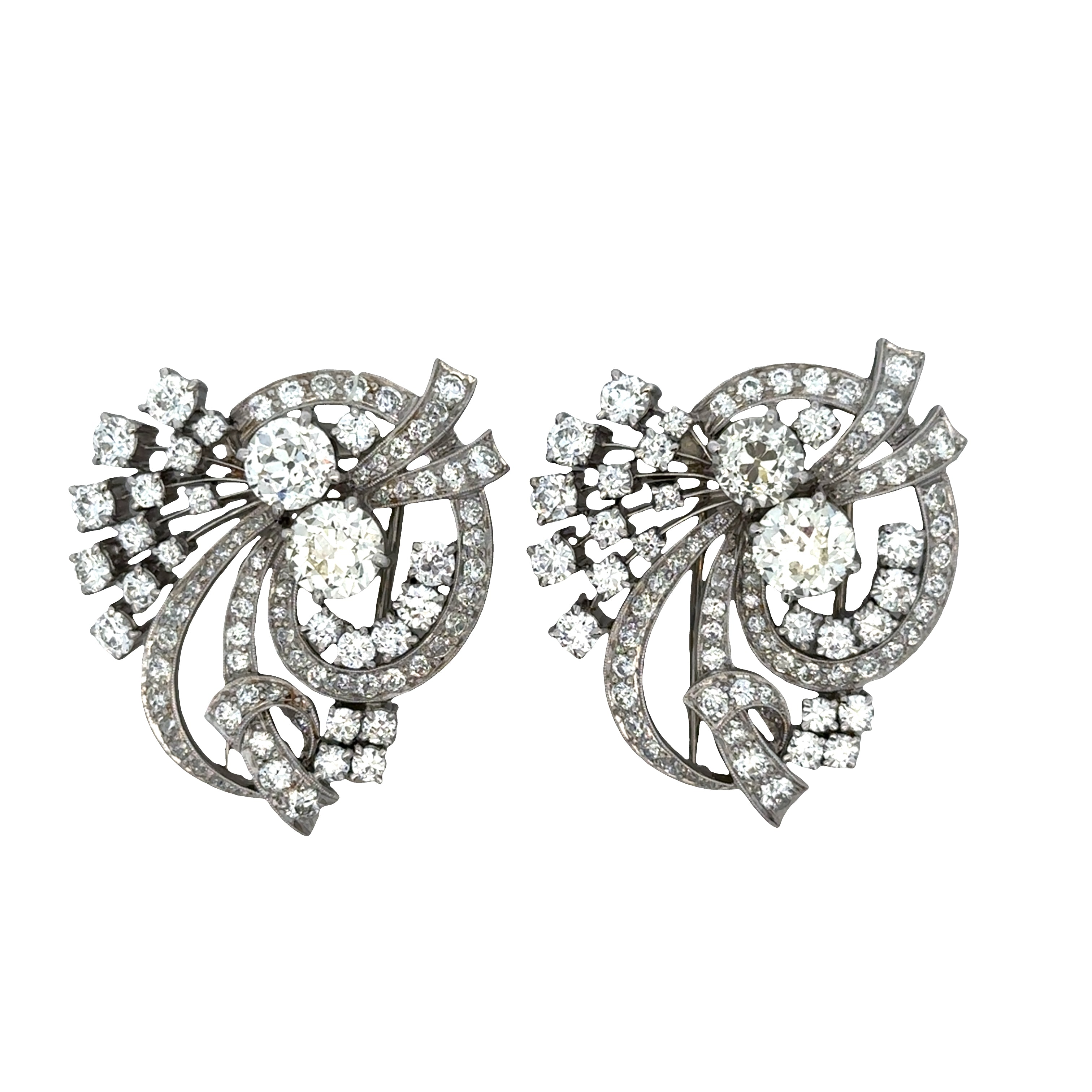 Estate Vintage 1940s-50s Raymond Yard Diamond Clips