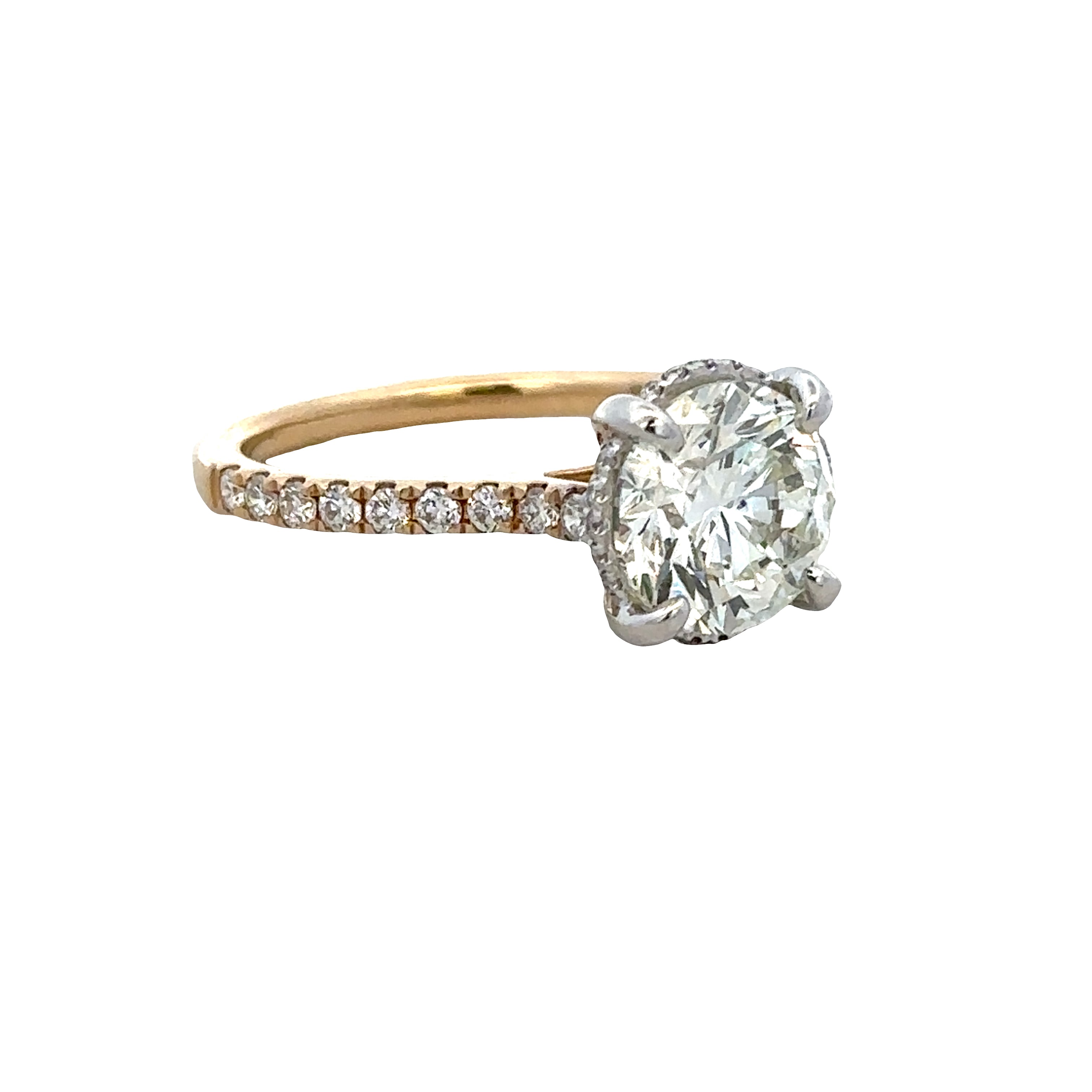 14k Yellow Gold 2.00ct GIA Diamond Halo Engagement Ring – Size 6