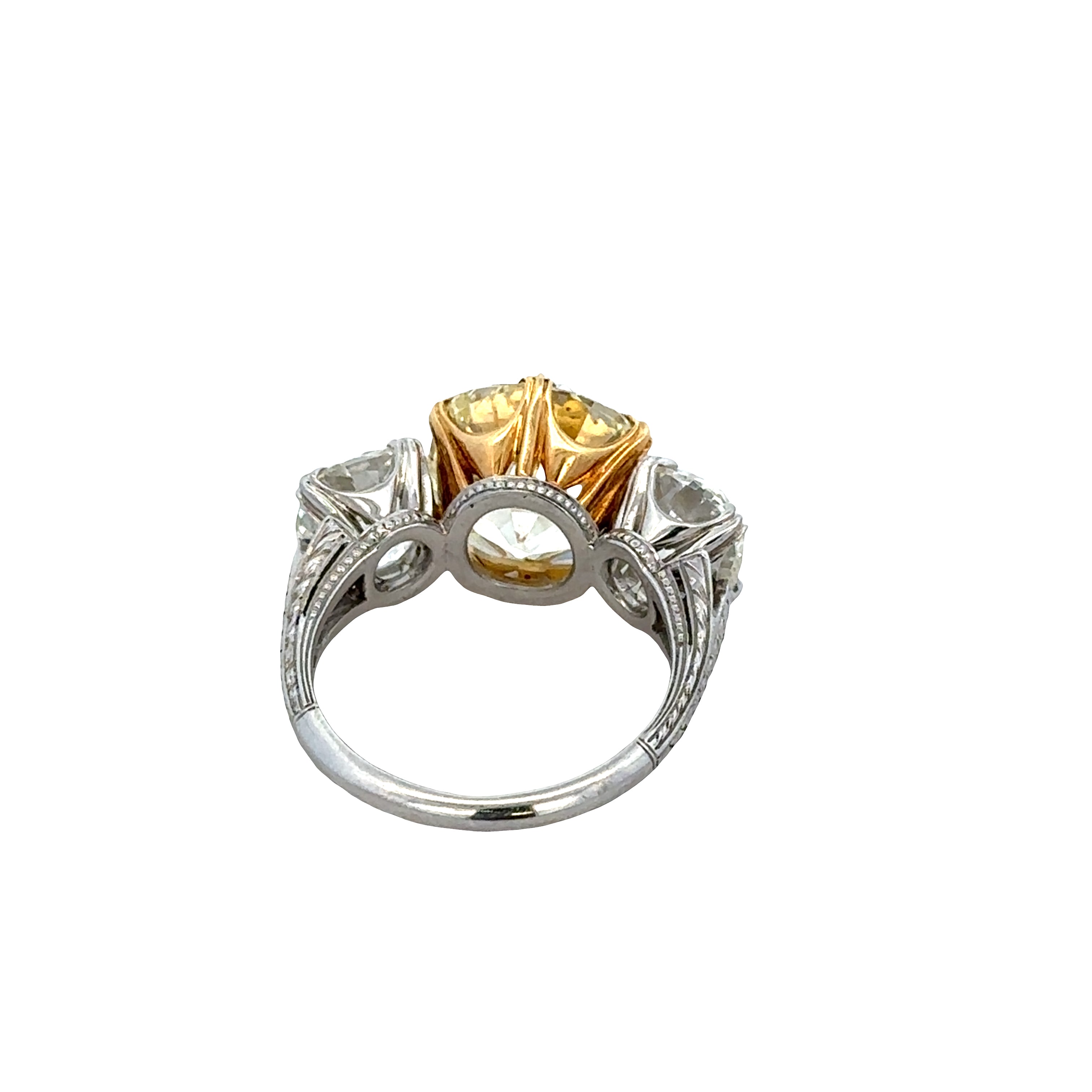Stunning Antique Cushion Cut Diamond Ring in Platinum & 18k Yellow Gold  – Size 5.75