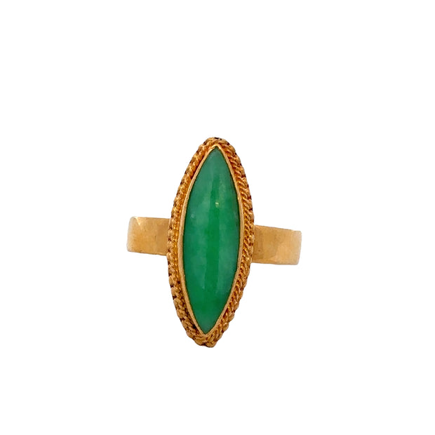 Marquise Jadeite Ring in 24k Yellow Gold