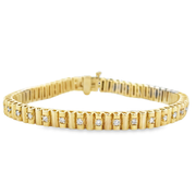 Barrel Link Diamond Bracelet in Yellow Gold