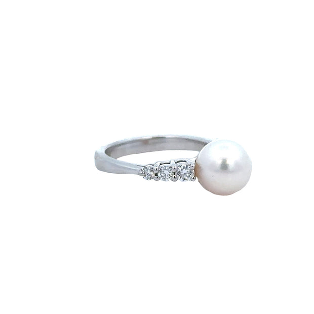 Mikimoto Morning Dew Pearl and Diamond Ring