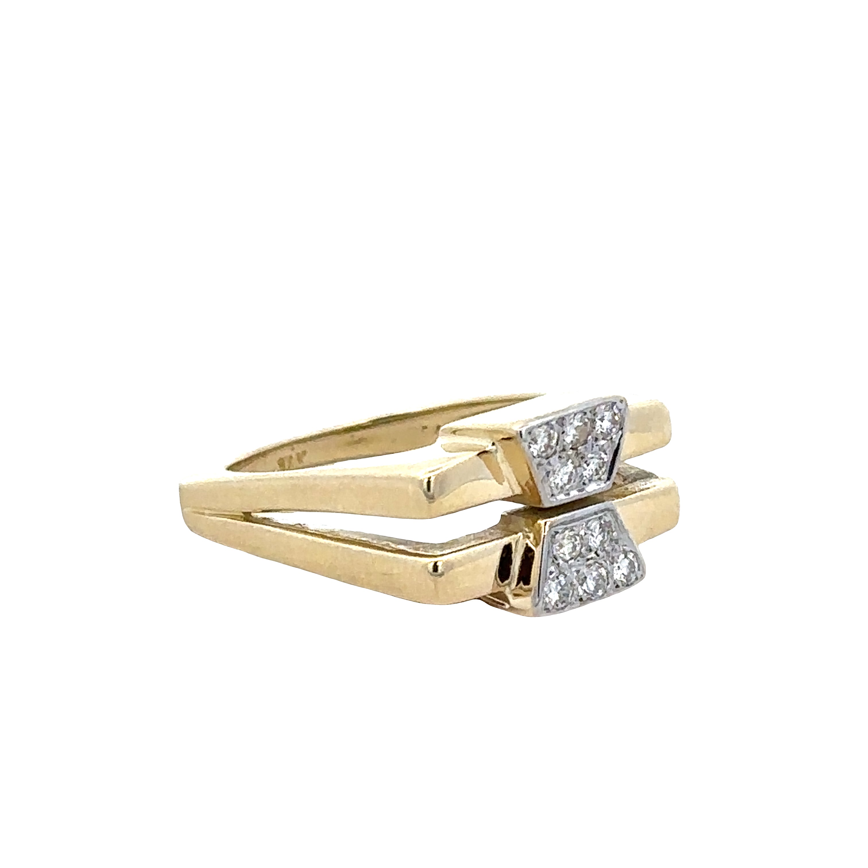 Vintage 14k Yellow Gold Old European Cut Diamond Double Shank Ring – Size 6.75