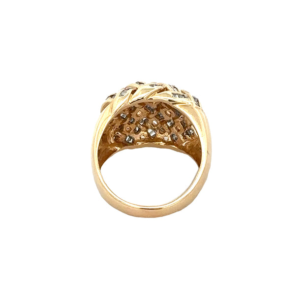 Woven Diamond Ring in Yellow Gold