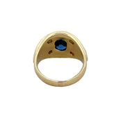 Sapphire and Diamond Etruscan Style Ring in 18k Yellow Gold