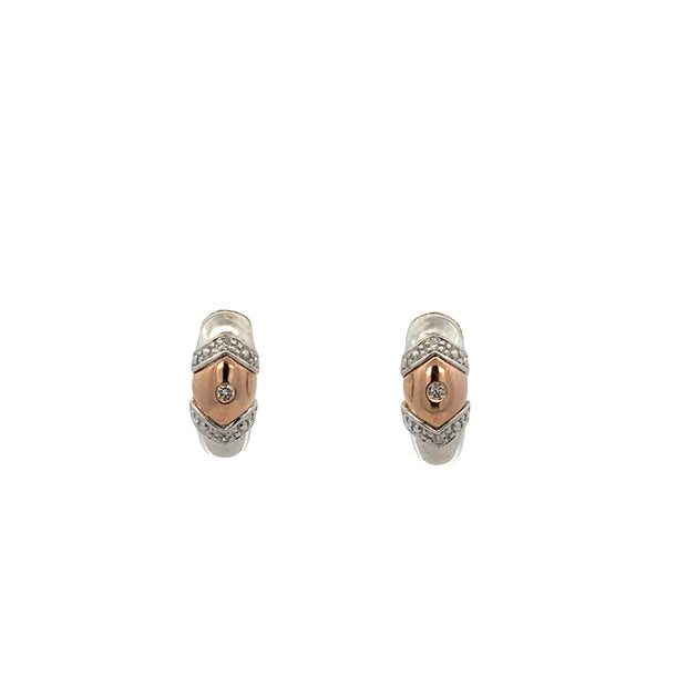 Petite Two Tone Diamond Huggie Earrings