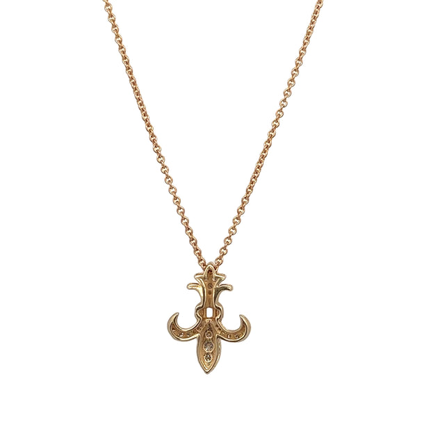 Fleur de Lis Diamond Pendant in Yellow Gold