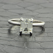 GIA 2.08 ct. Emerald Cut Diamond Engagement Ring in White Gold