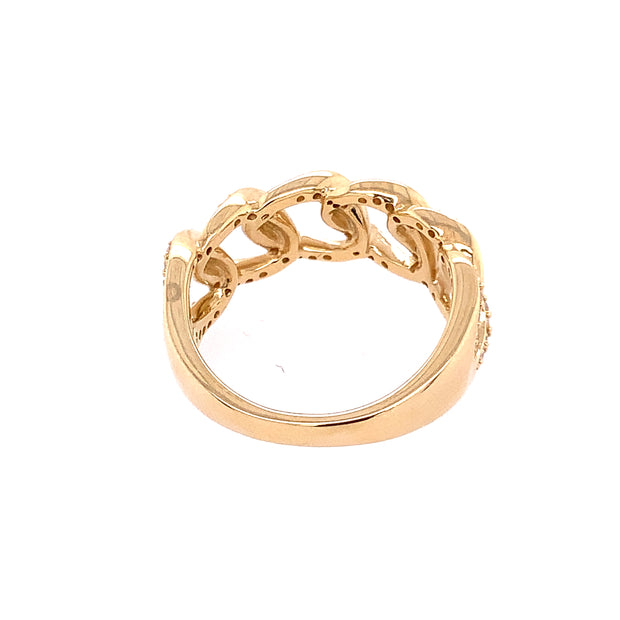 Diamond Curb Link Ring in Yellow Gold
