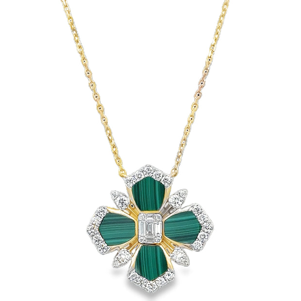 Malachite and Diamond Pendant in Yellow Gold