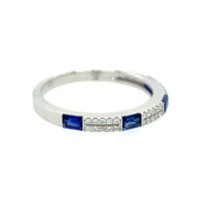 Sapphire and Diamond Band in White Gold