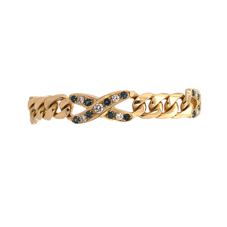 Cuban Link Sapphire and Diamond Bracelet