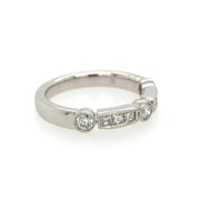Round and Princess Cut Diaond Band in White Gold
