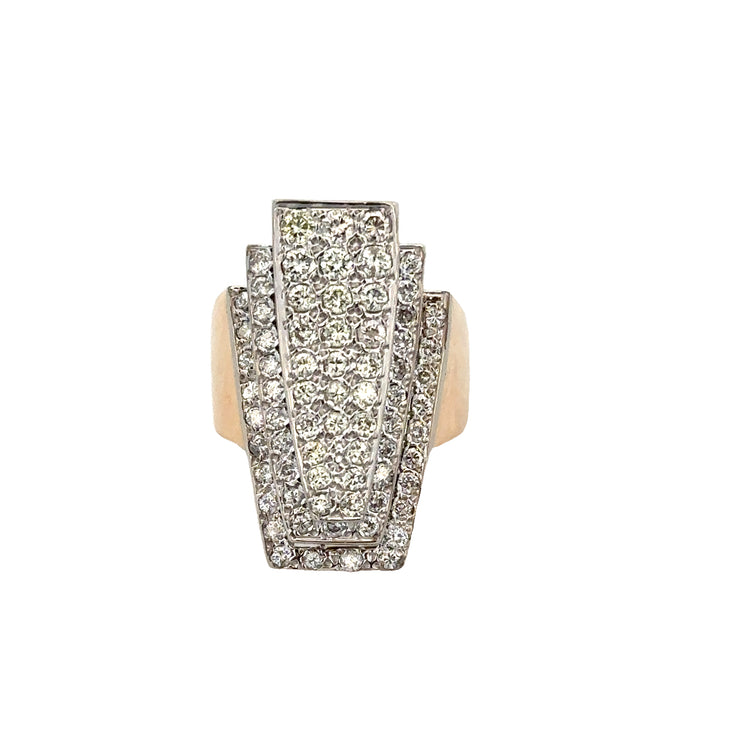 Vintage 1950s Diamond Cocktail Ring in Two Tone Gold