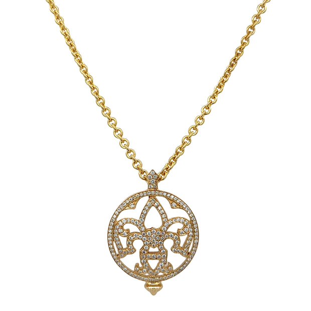 Statement Openwork Diamond Amulet Pendant in 18k Yellow Gold