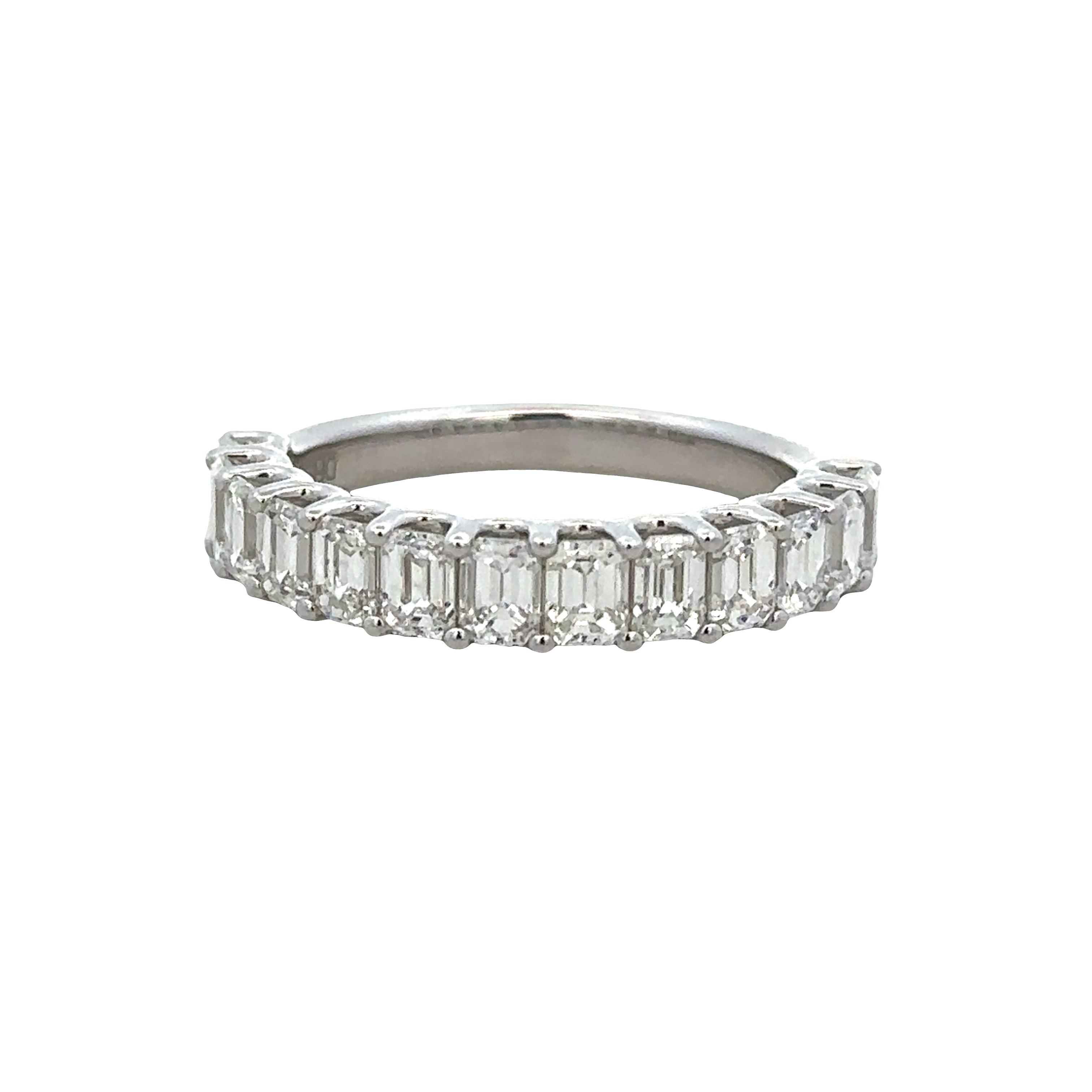 14k White Gold 2.00 Carat Emerald Cut Diamond Wedding Band – Size 6.5
