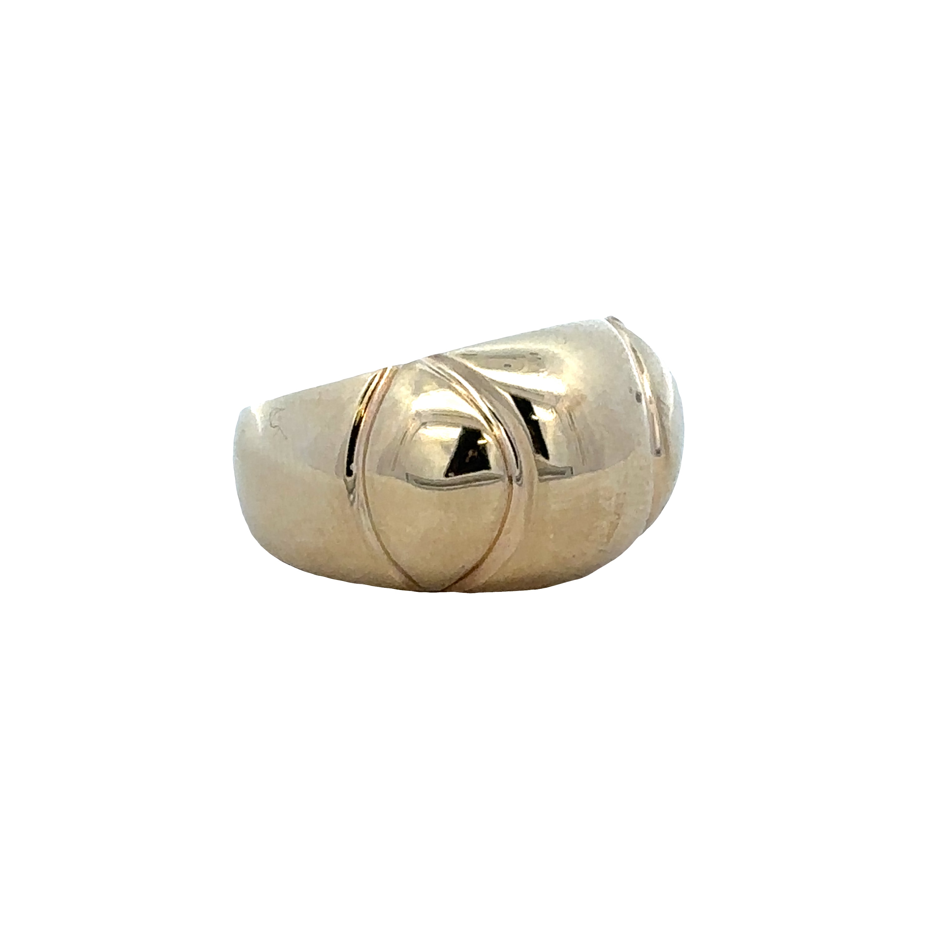 14k Yellow Gold Textured Domed Ring – Size 5