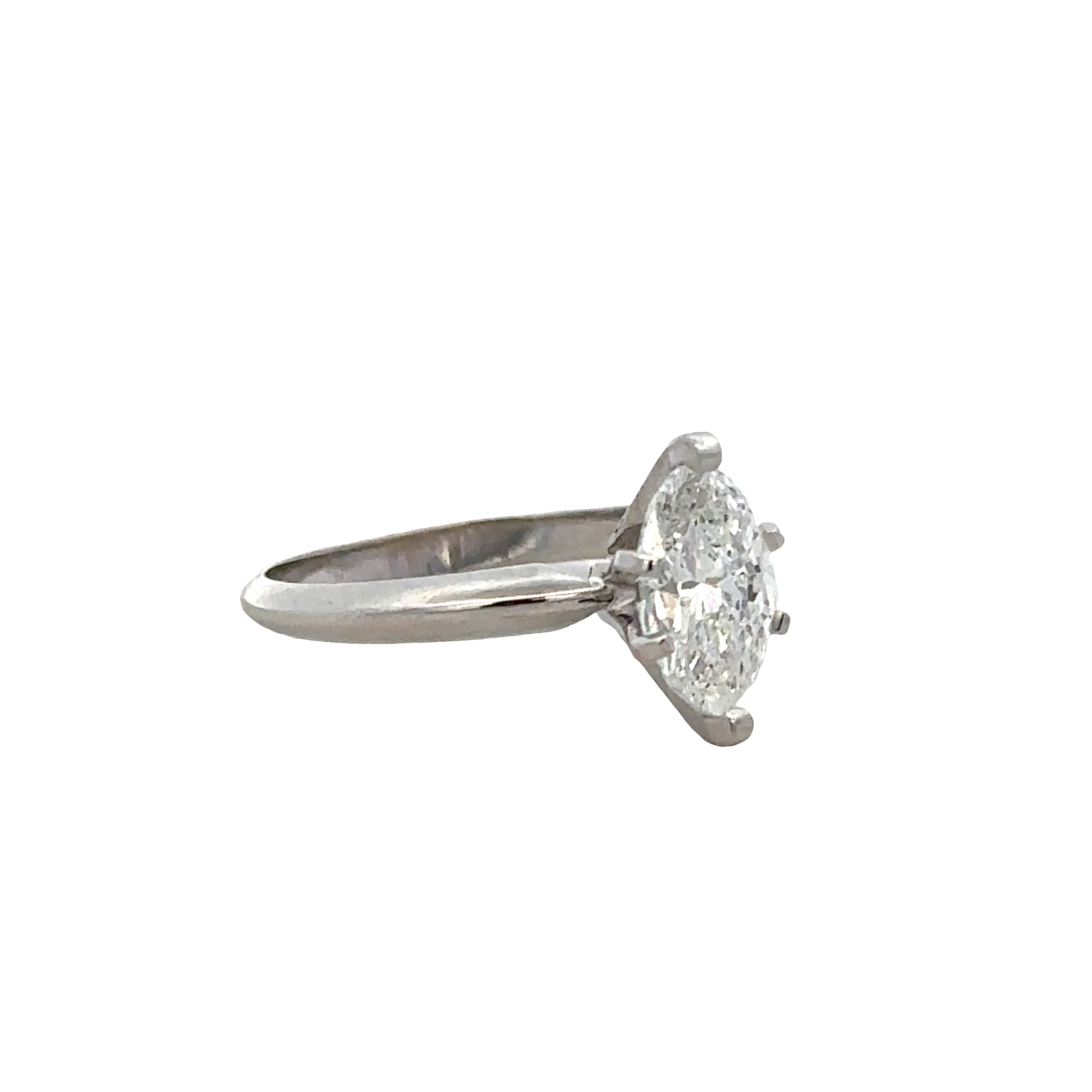 14k White Gold Marquise Cut Diamond Engagement Ring – Size 6.25