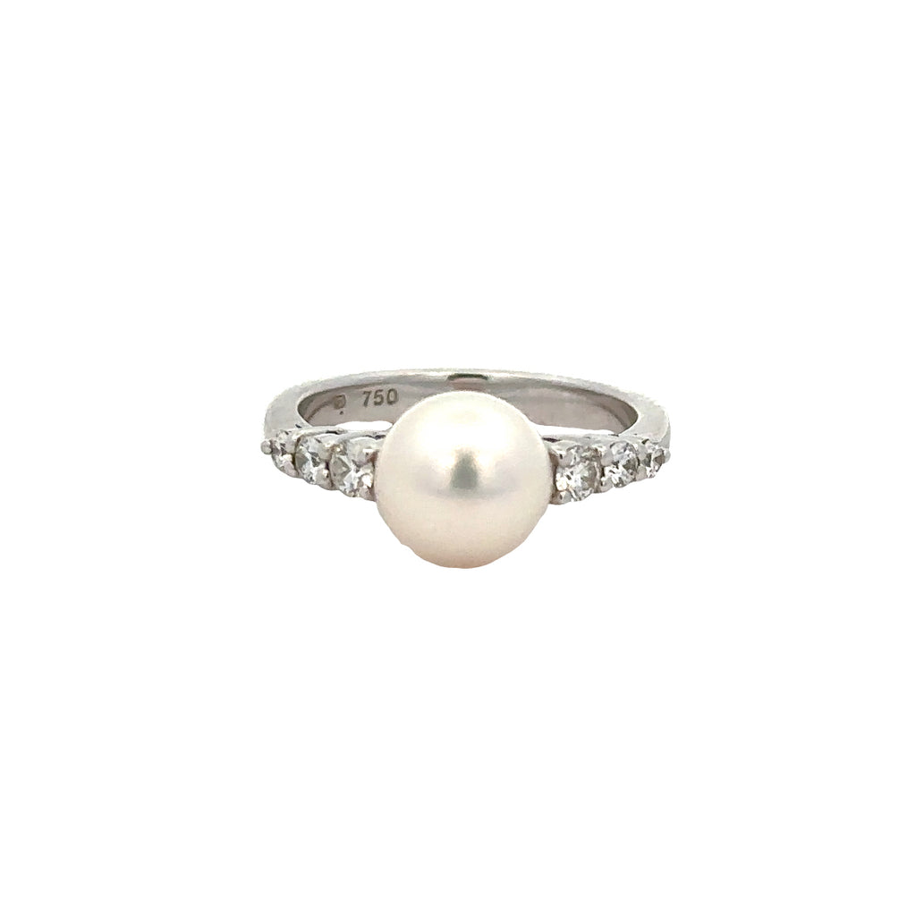 Mikimoto South Sea Pearl Rose Gold Diamond Flower Bypass Ring