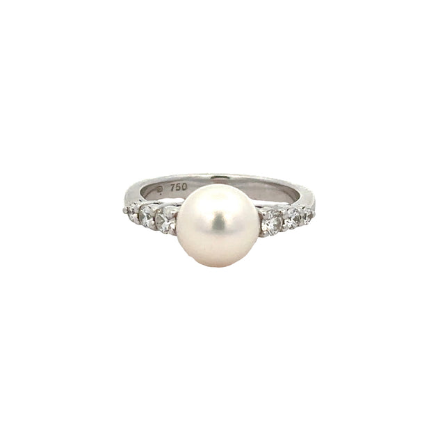 Mikimoto Morning Dew Pearl and Diamond Ring