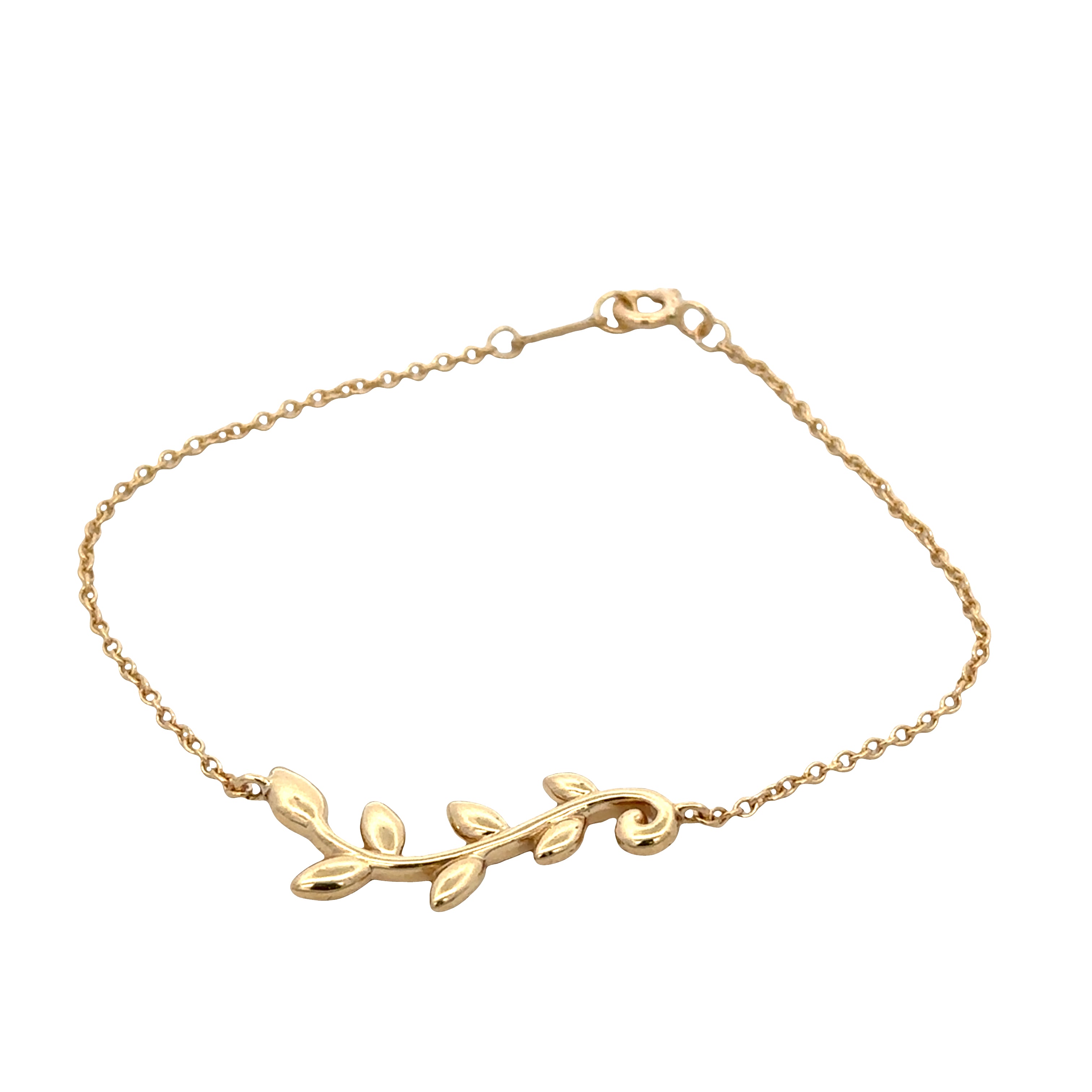 Estate Tiffany & Co. 18k Yellow Gold Olive Leaf Bracelet – 7