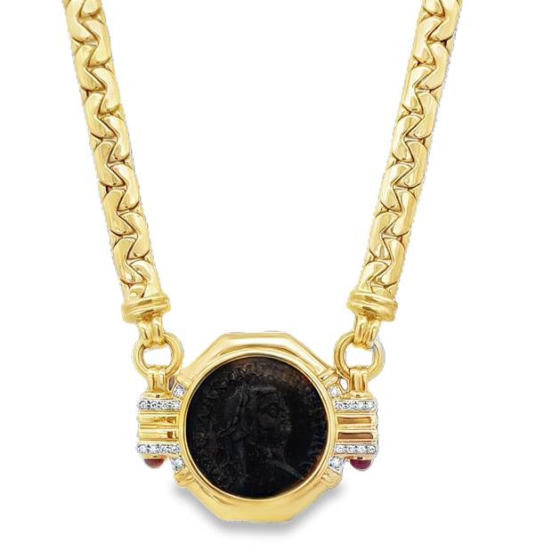 Ancient Roman Coin Necklace in 18k Yellow Gold