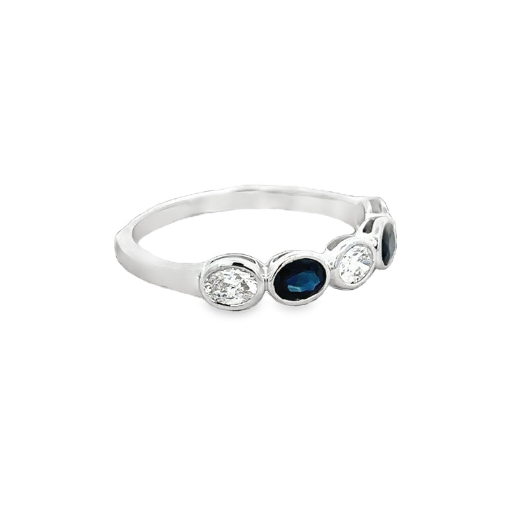 Sapphire and Diamond Band in White Gold